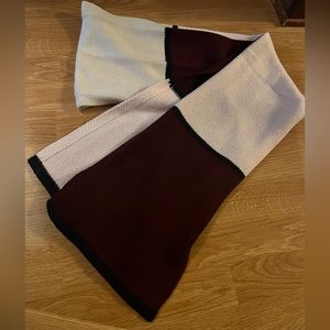 Kate spade color block purple, pink, white, and black stripe scarf